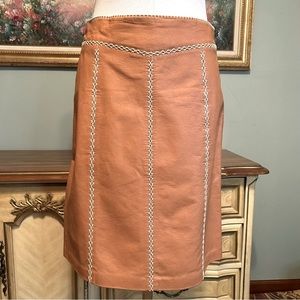 Gap Tan & White stitched Western Boho Leather Skirt